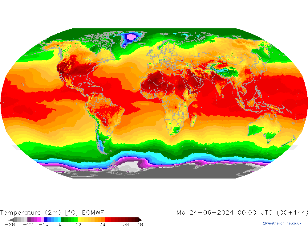 Temperature (2m) ECMWF Mo 24.06.2024 00 UTC