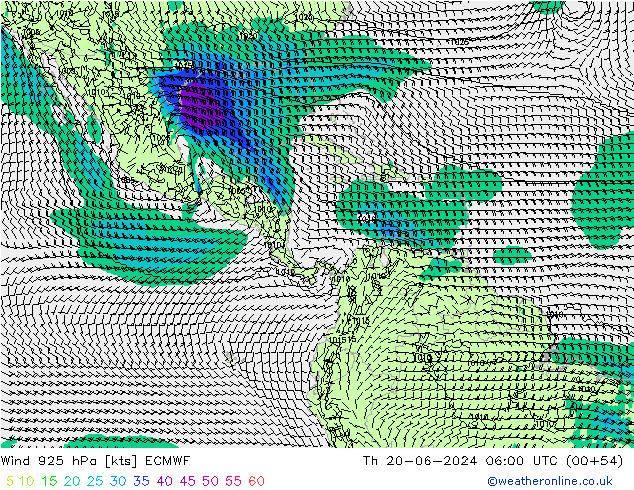 Wind 925 hPa ECMWF do 20.06.2024 06 UTC