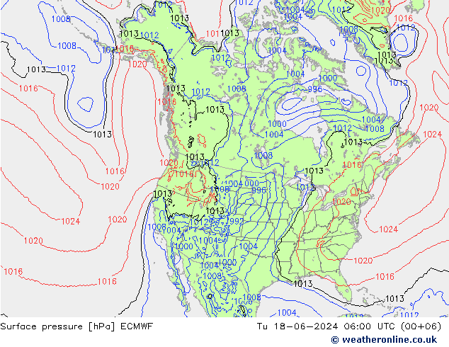 Yer basıncı ECMWF Sa 18.06.2024 06 UTC