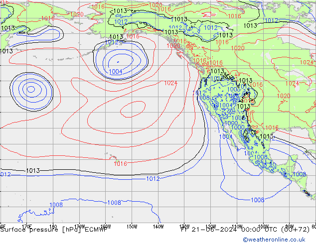 Atmosférický tlak ECMWF Pá 21.06.2024 00 UTC