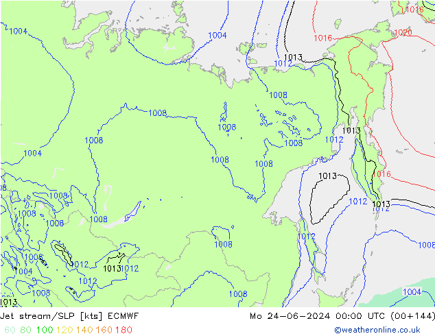 Jet stream ECMWF Seg 24.06.2024 00 UTC