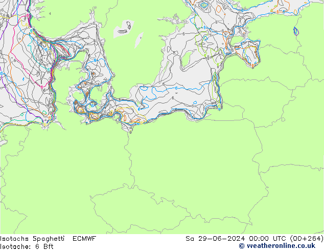 Isotachs Spaghetti ECMWF Sáb 29.06.2024 00 UTC