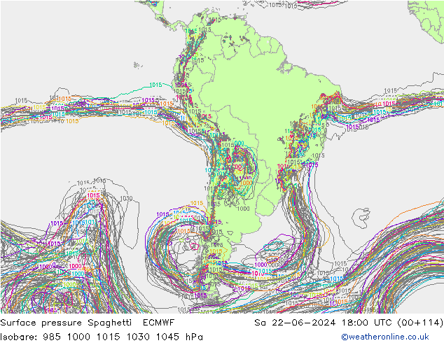 pression de l'air Spaghetti ECMWF sam 22.06.2024 18 UTC