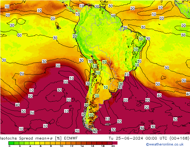 Isotachen Spread ECMWF di 25.06.2024 00 UTC