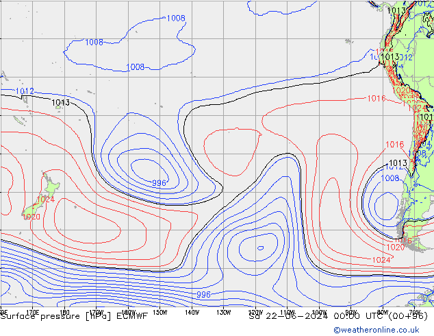 pressão do solo ECMWF Sáb 22.06.2024 00 UTC