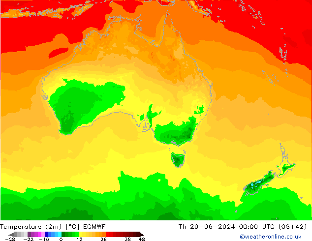 température (2m) ECMWF jeu 20.06.2024 00 UTC