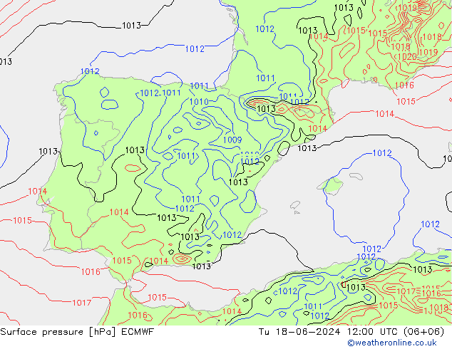 pressão do solo ECMWF Ter 18.06.2024 12 UTC