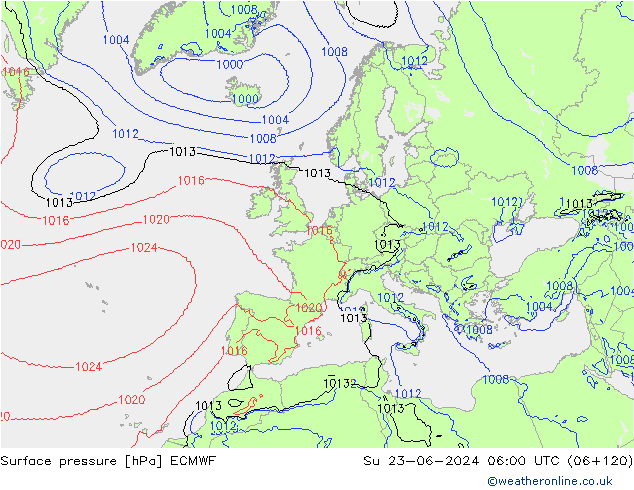 pression de l'air ECMWF dim 23.06.2024 06 UTC