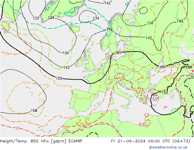 Height/Temp. 850 hPa ECMWF ven 21.06.2024 06 UTC