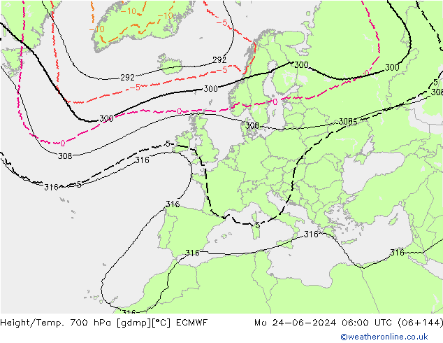 Height/Temp. 700 hPa ECMWF  24.06.2024 06 UTC