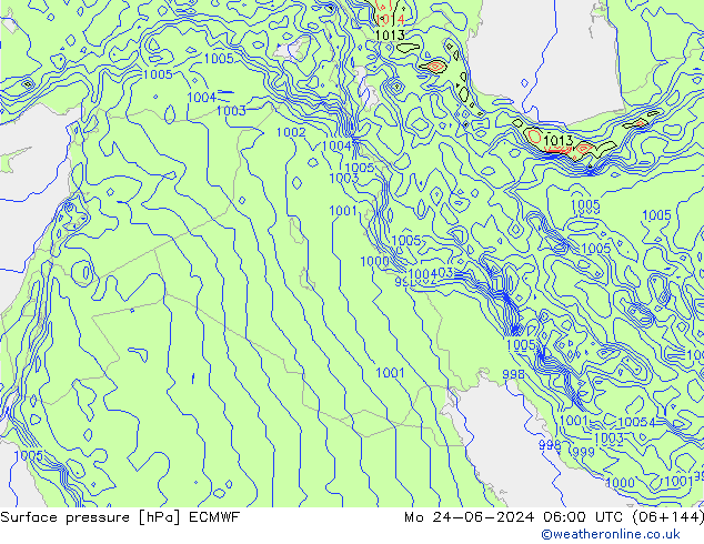 ciśnienie ECMWF pon. 24.06.2024 06 UTC