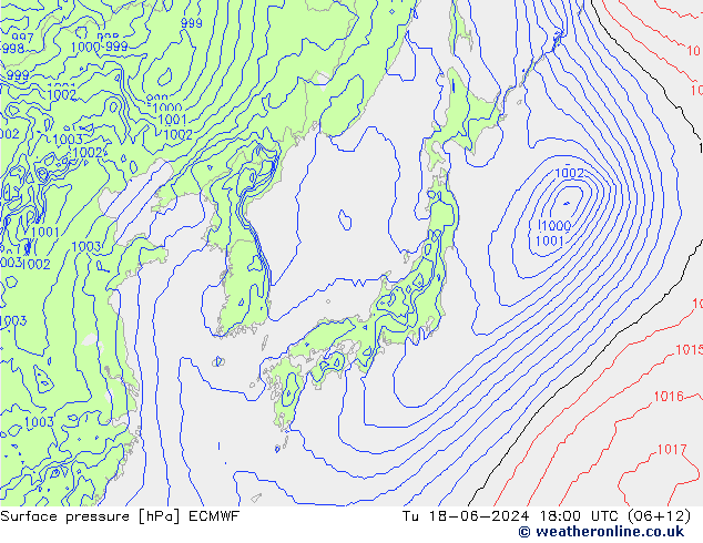 ciśnienie ECMWF wto. 18.06.2024 18 UTC