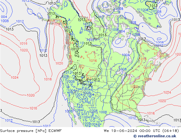 pressão do solo ECMWF Qua 19.06.2024 00 UTC