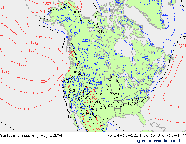 Luchtdruk (Grond) ECMWF ma 24.06.2024 06 UTC