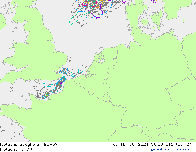 Isotachs Spaghetti ECMWF mer 19.06.2024 06 UTC