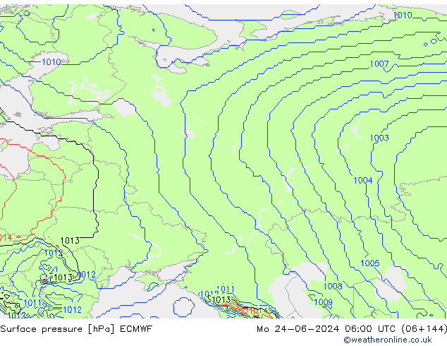 Luchtdruk (Grond) ECMWF ma 24.06.2024 06 UTC