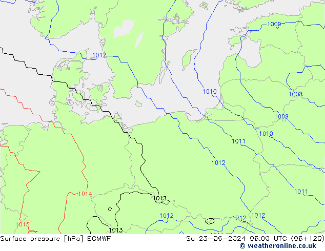 Surface pressure ECMWF Su 23.06.2024 06 UTC