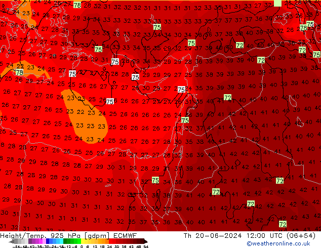 Height/Temp. 925 hPa ECMWF  20.06.2024 12 UTC