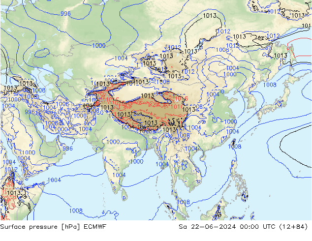 ciśnienie ECMWF so. 22.06.2024 00 UTC