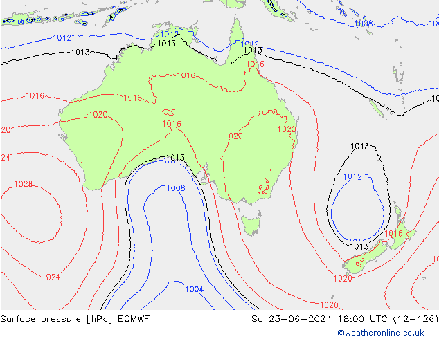 Yer basıncı ECMWF Paz 23.06.2024 18 UTC