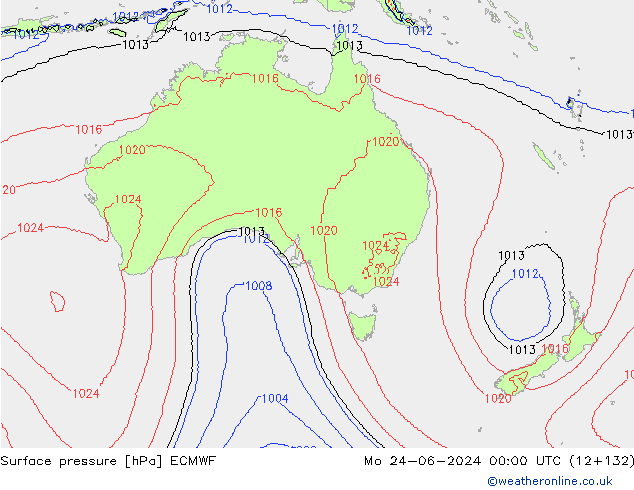 Yer basıncı ECMWF Pzt 24.06.2024 00 UTC