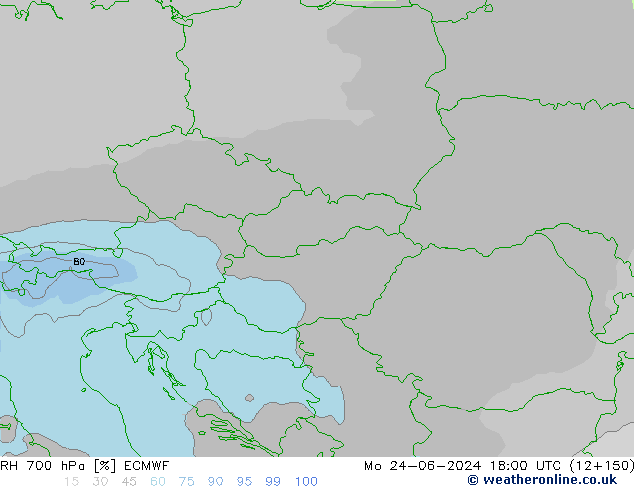 Humidité rel. 700 hPa ECMWF lun 24.06.2024 18 UTC