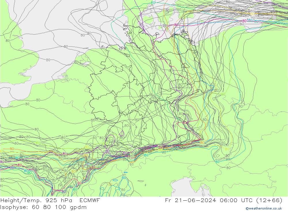 Height/Temp. 925 hPa ECMWF Fr 21.06.2024 06 UTC