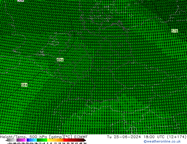 Height/Temp. 500 hPa ECMWF Di 25.06.2024 18 UTC