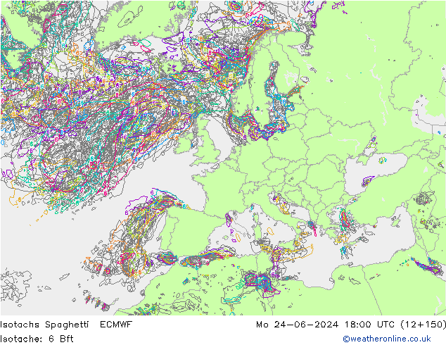 Izotacha Spaghetti ECMWF pon. 24.06.2024 18 UTC