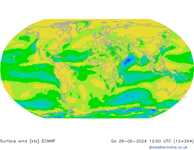 Vento 10 m ECMWF Sáb 29.06.2024 12 UTC