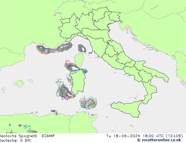 Eşrüzgar Hızları Spaghetti ECMWF Sa 18.06.2024 18 UTC