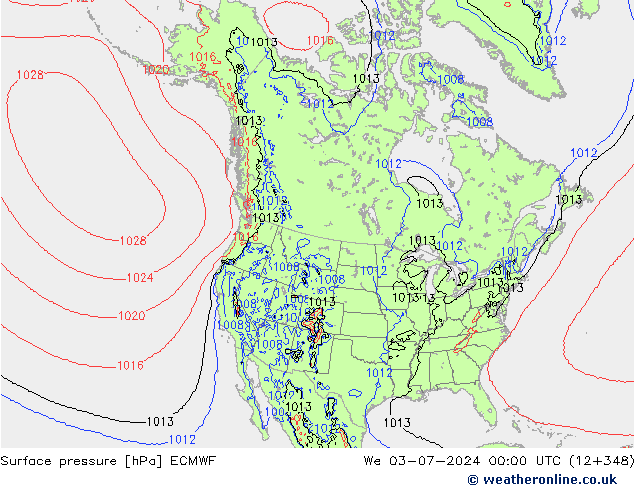 Atmosférický tlak ECMWF St 03.07.2024 00 UTC