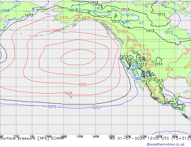 Yer basıncı ECMWF Pzt 01.07.2024 12 UTC