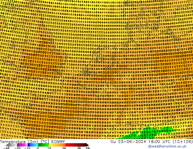 Sıcaklık Haritası (2m) ECMWF Paz 23.06.2024 18 UTC