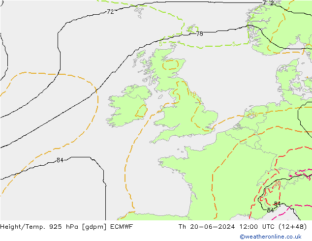 Height/Temp. 925 hPa ECMWF  20.06.2024 12 UTC