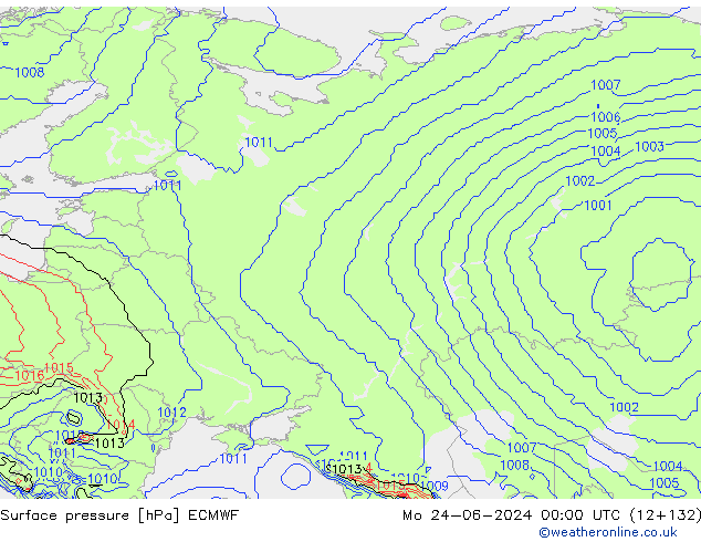 Surface pressure ECMWF Mo 24.06.2024 00 UTC