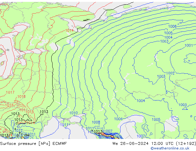 pression de l'air ECMWF mer 26.06.2024 12 UTC