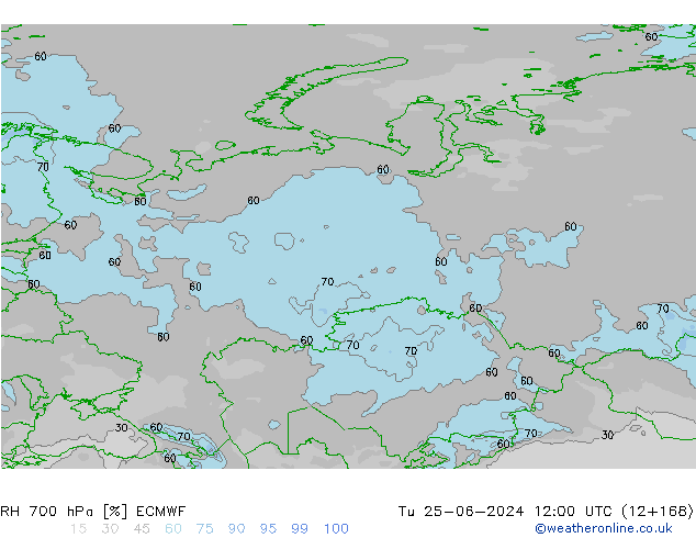 RH 700 hPa ECMWF Tu 25.06.2024 12 UTC