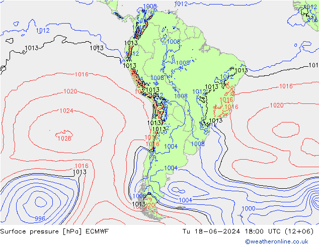 Surface pressure ECMWF Tu 18.06.2024 18 UTC