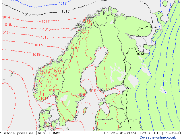 Surface pressure ECMWF Fr 28.06.2024 12 UTC