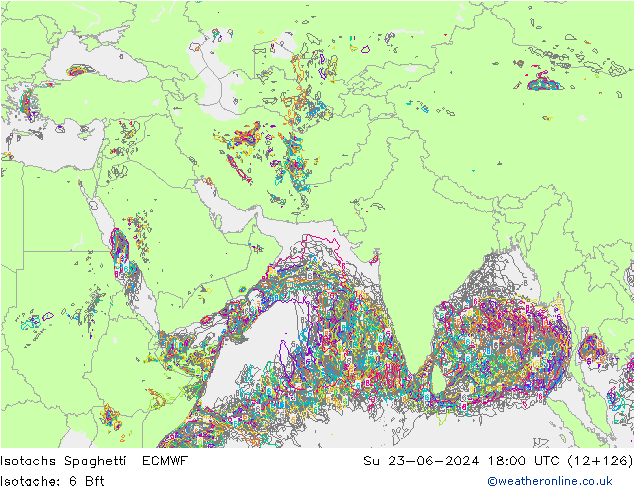 Izotacha Spaghetti ECMWF nie. 23.06.2024 18 UTC