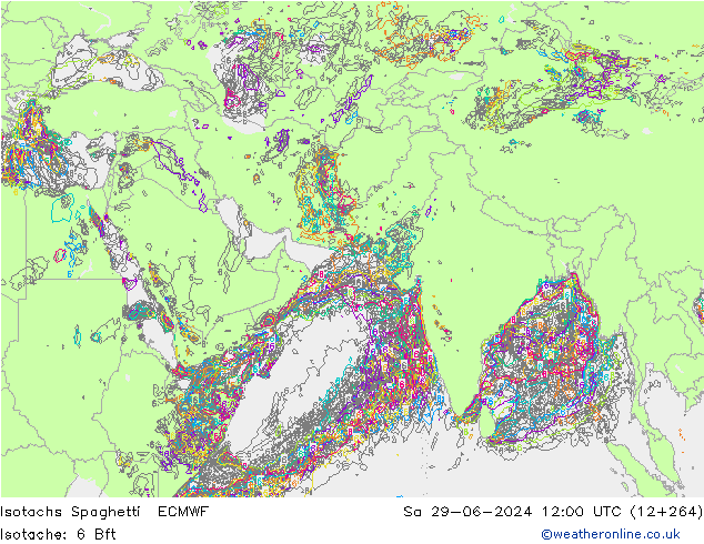 Isotachs Spaghetti ECMWF So 29.06.2024 12 UTC