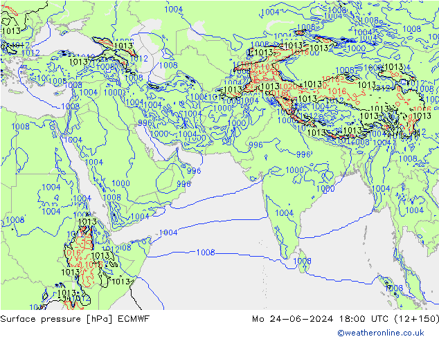Pressione al suolo ECMWF lun 24.06.2024 18 UTC