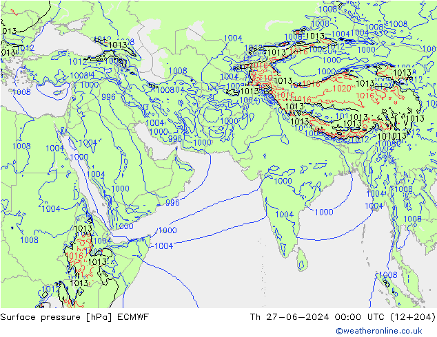 Luchtdruk (Grond) ECMWF do 27.06.2024 00 UTC