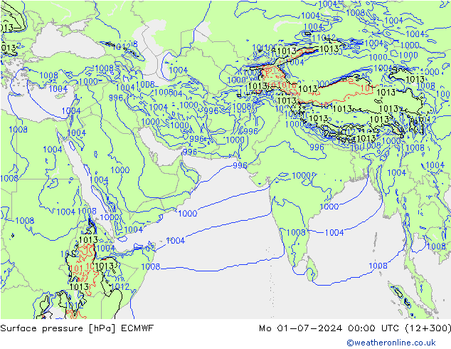 Luchtdruk (Grond) ECMWF ma 01.07.2024 00 UTC