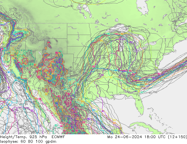 Height/Temp. 925 hPa ECMWF Mo 24.06.2024 18 UTC