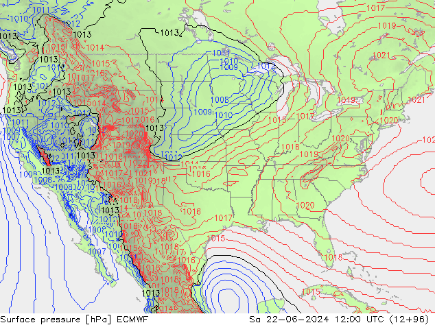 pressão do solo ECMWF Sáb 22.06.2024 12 UTC