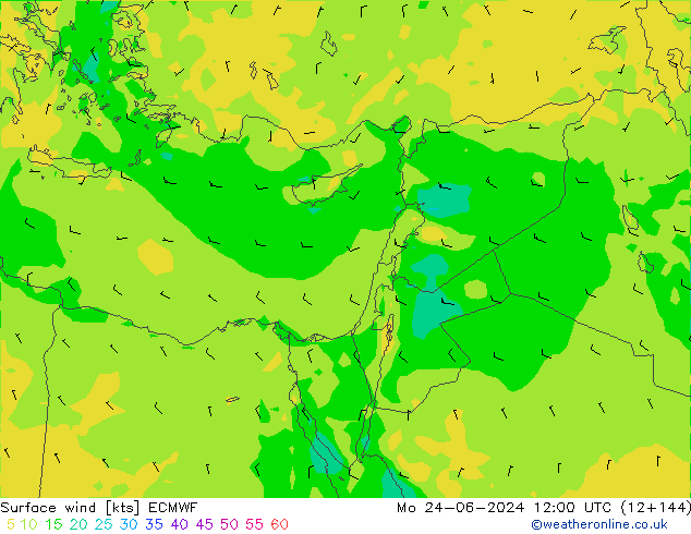 Surface wind ECMWF Mo 24.06.2024 12 UTC