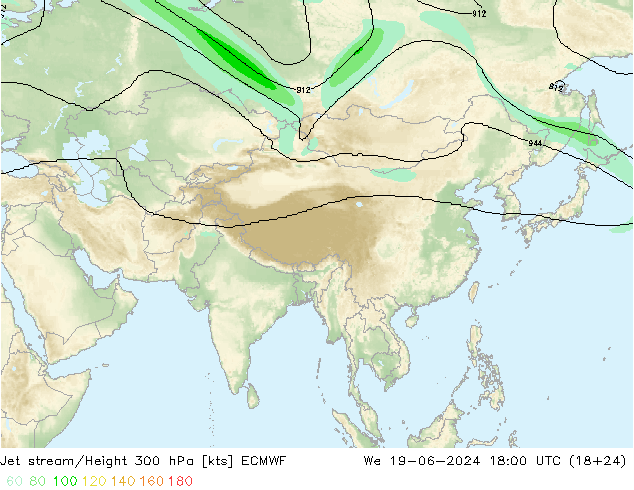 Prąd strumieniowy ECMWF śro. 19.06.2024 18 UTC