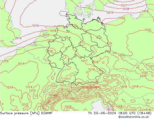 приземное давление ECMWF чт 20.06.2024 18 UTC